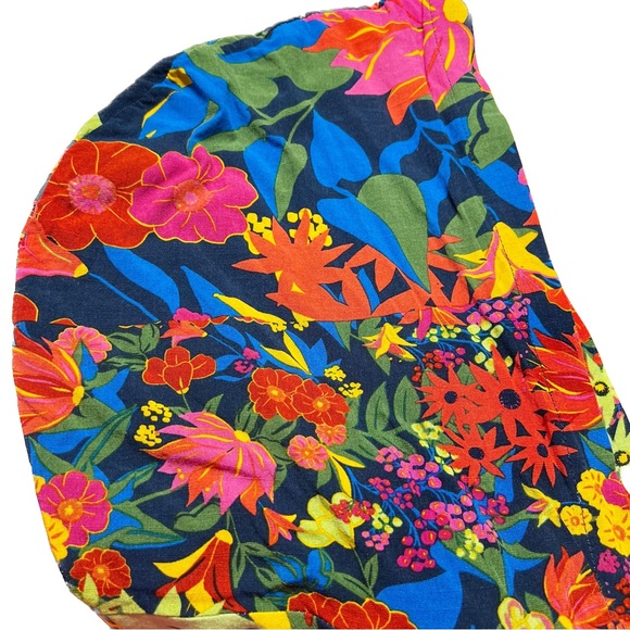 Sorella Floral Cropped Hooded Short Sleeve Boho Blouse Size Large - Picture 9 of 16